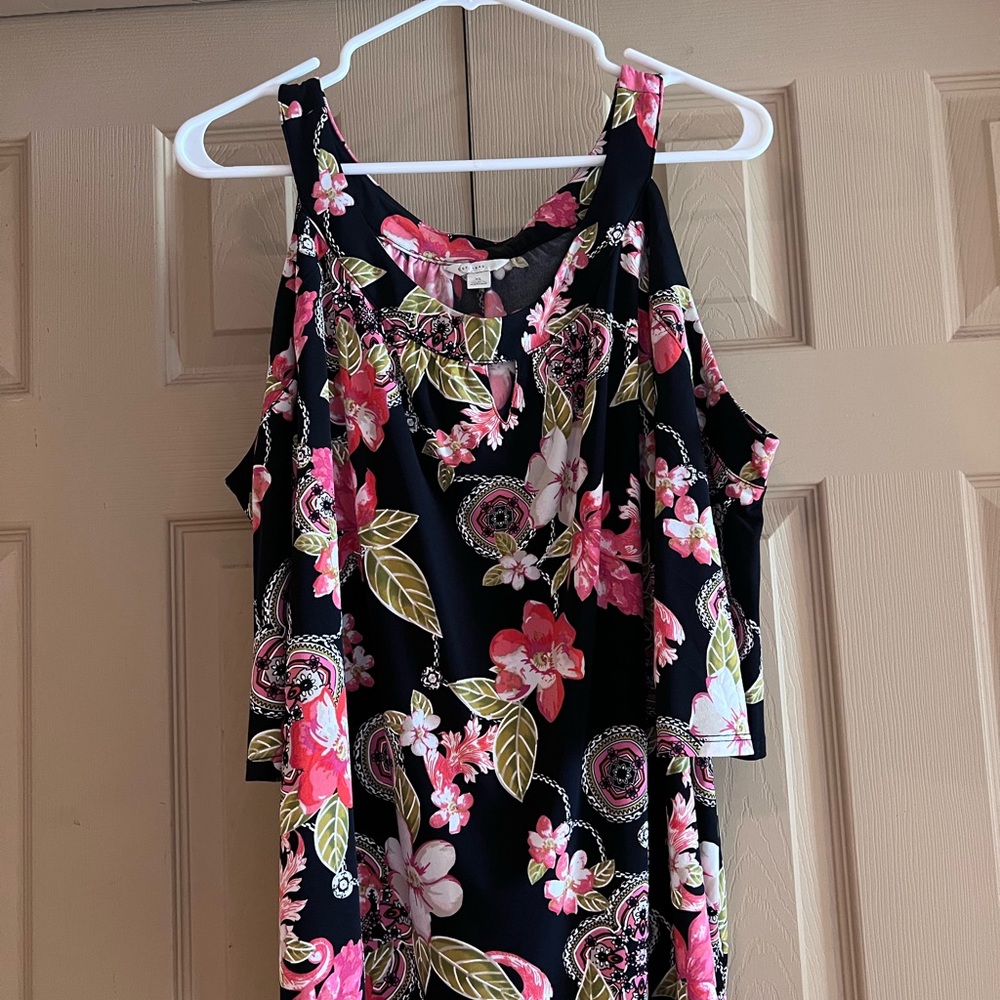Est. 1946 floral cold shoulder blouse